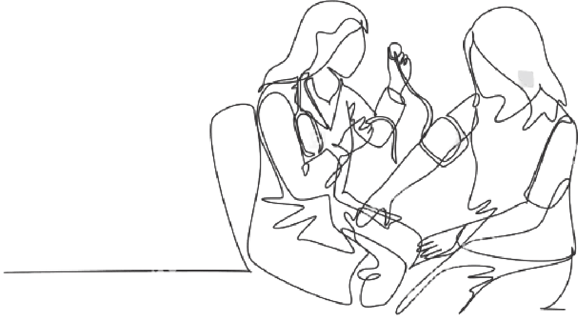line drawing of woman having blood pressure checked
