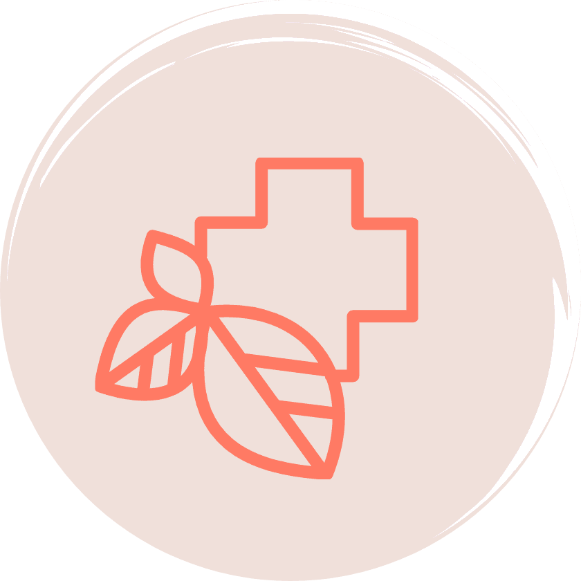 line drawing of medical cross with a few leaves