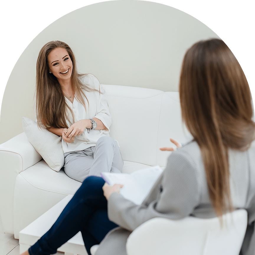 woman having a positive session with her therapist